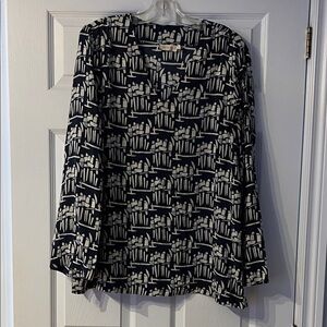 Tory Burch Blue and White Patterned Top